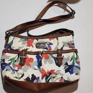Chaps Floral Canvas Shoulder Bag